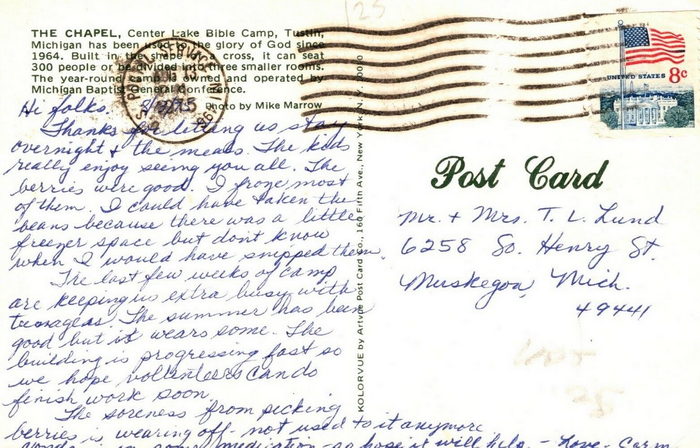 Center Lake Bible Camp - Vintage Postcard (newer photo)